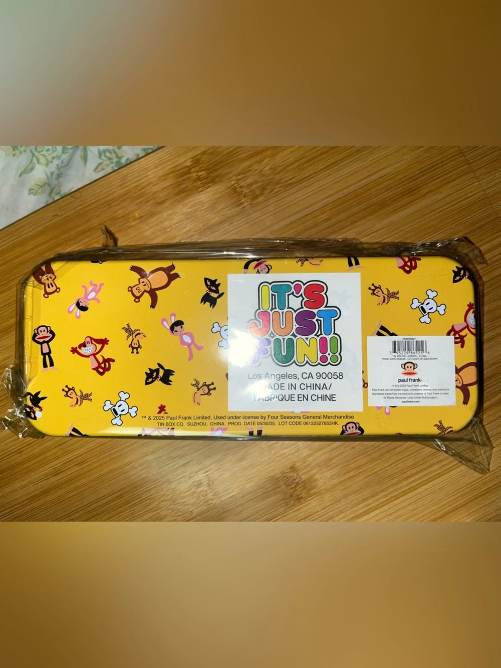 Paul Frank Cartoon Band Metal Pencil Case - Aqua, Green & Pink NEW NWT